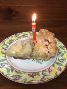 pear pie with candle